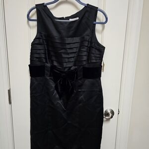 Adrianna Papell Black Satin Midi Dress